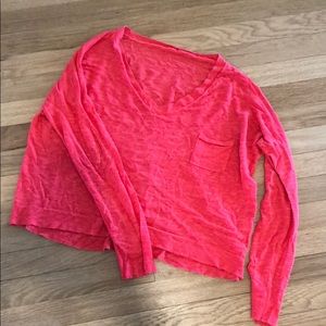 Red, low neck, light weight sweater